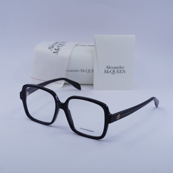 Alexander McQueen AM0286O 001 Square Eyeglasses 55mm - Black - Picture 6 of 11